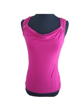 White House Black Market WHBM Fuchsia Career Sleeveless Blouse, Size XS